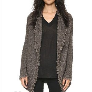IRO Brown Boucle drape front jacket.